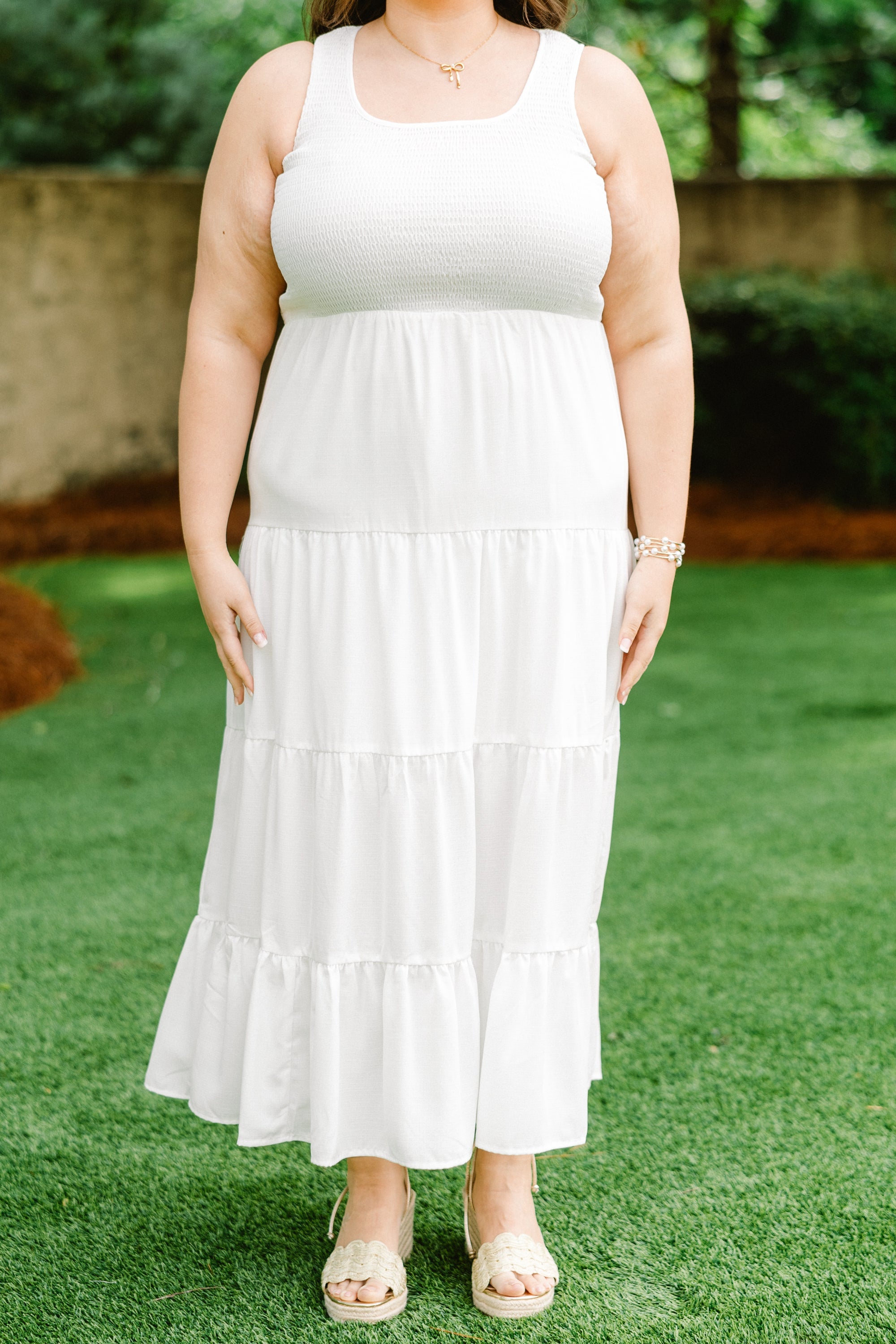 Keeping Interest Dress, White