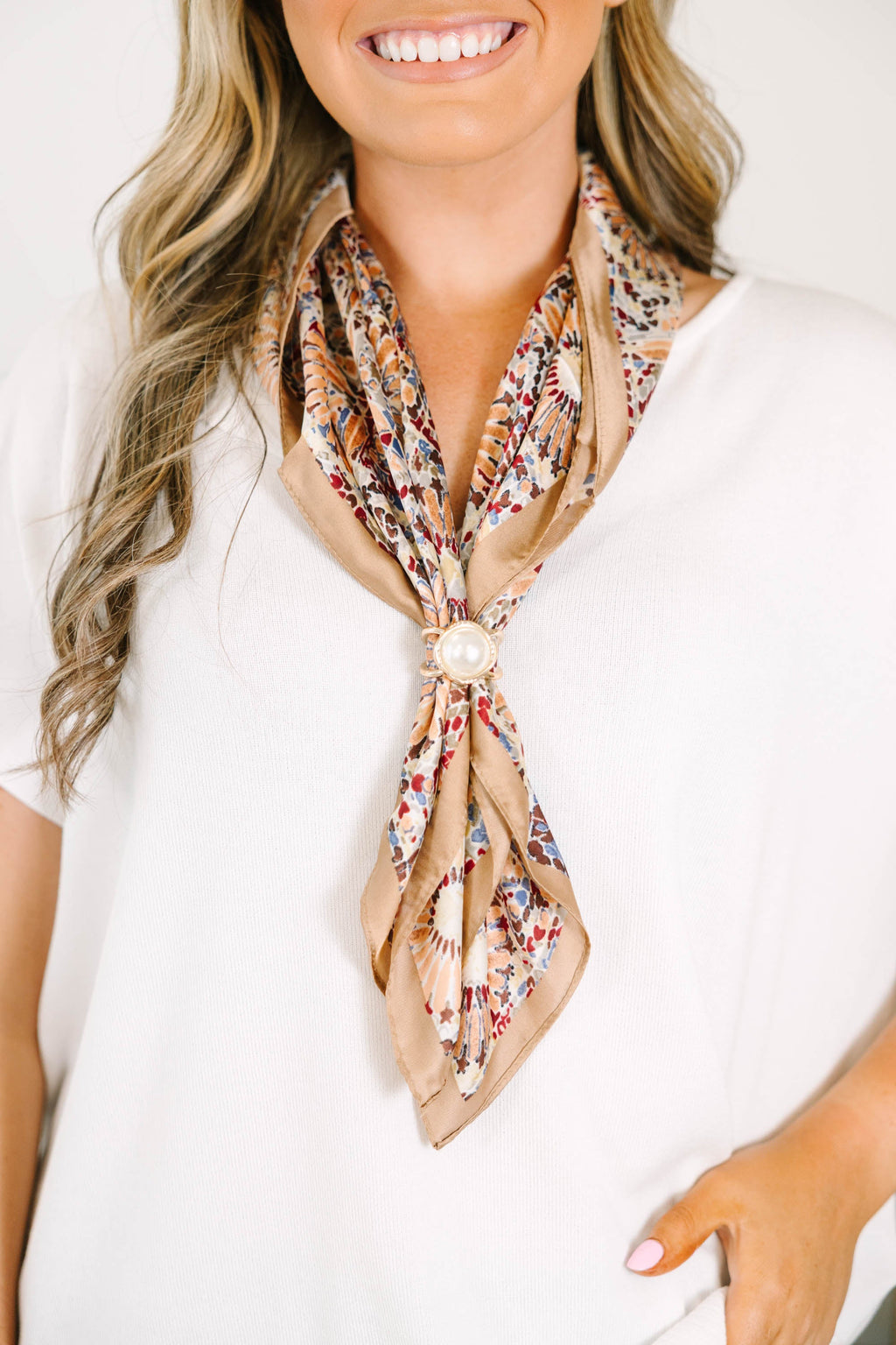 Keeping You Close Scarf Ring, Pearl