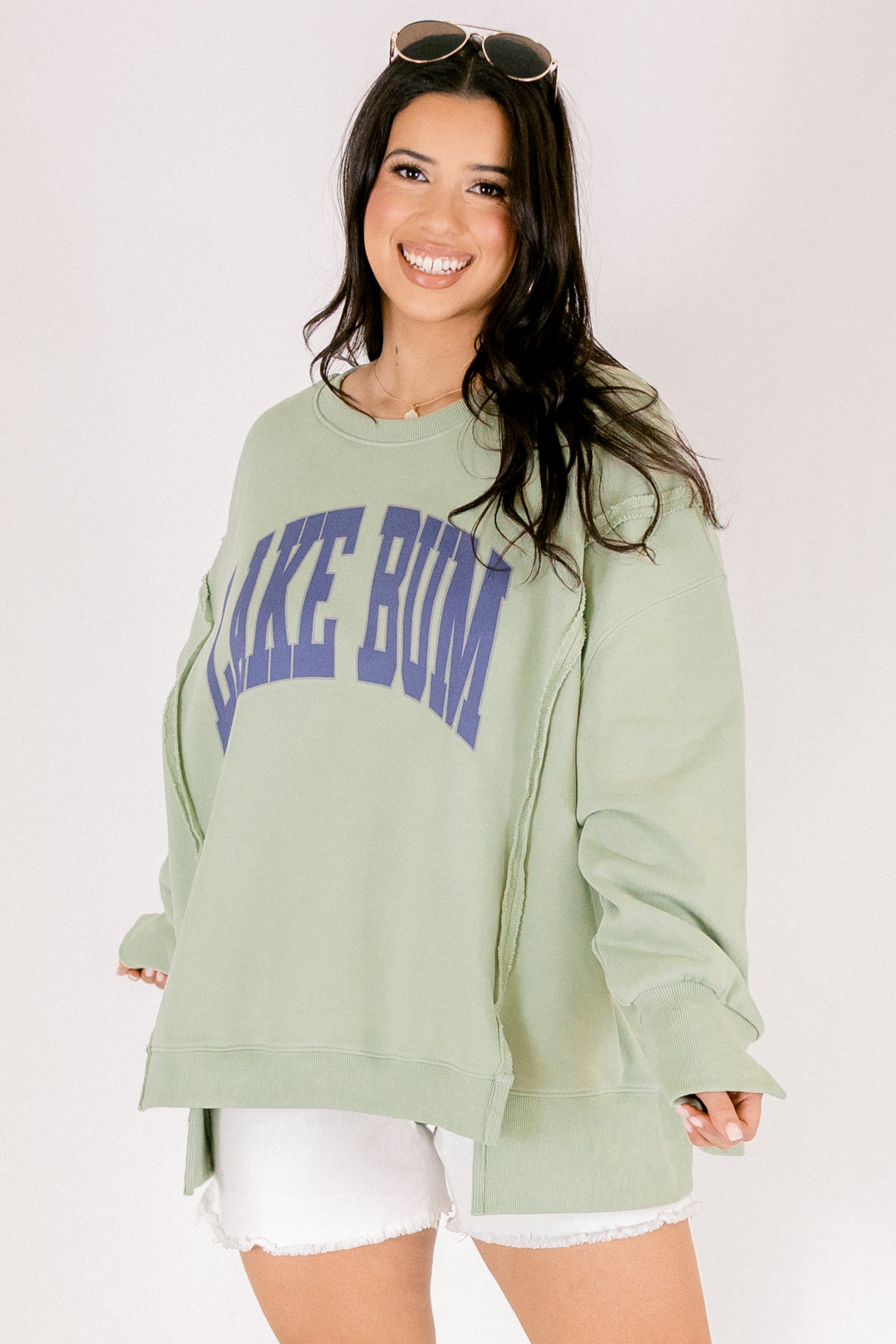Lake Bummin' Comfy Crew, Light Sage