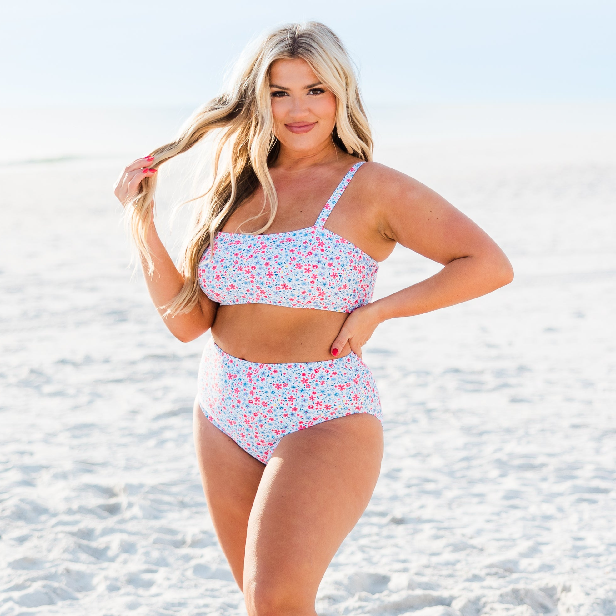 Lakeside Lover Swim Top, White Floral