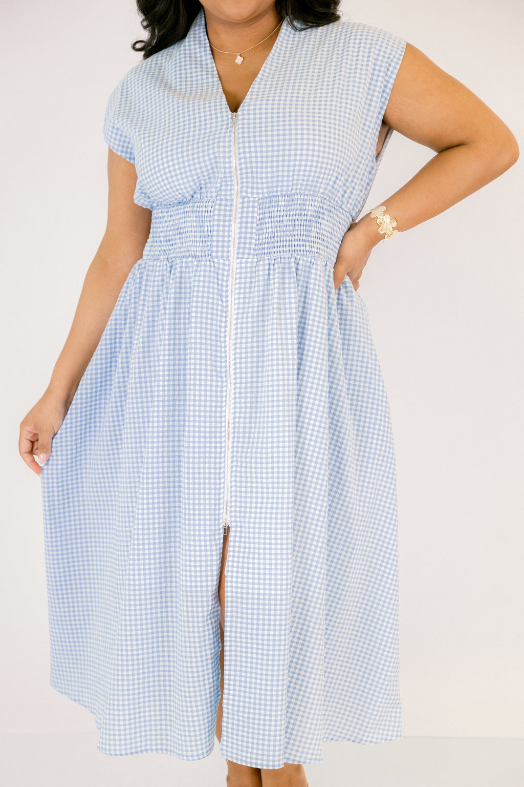 Late Night Skies Dress, Blue Gingham