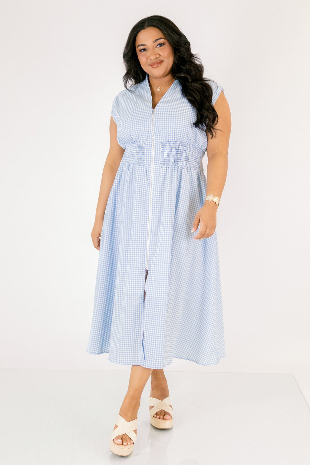 Late Night Skies Dress, Blue Gingham