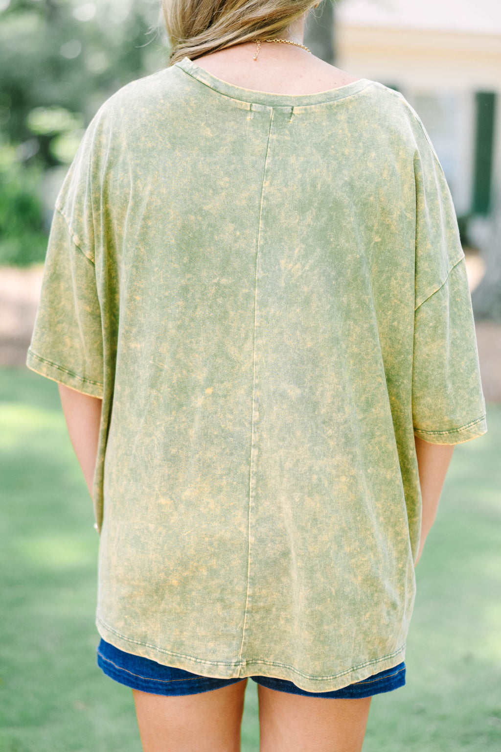 Later Gator Acid Wash Relaxed Tee, Golden Olive