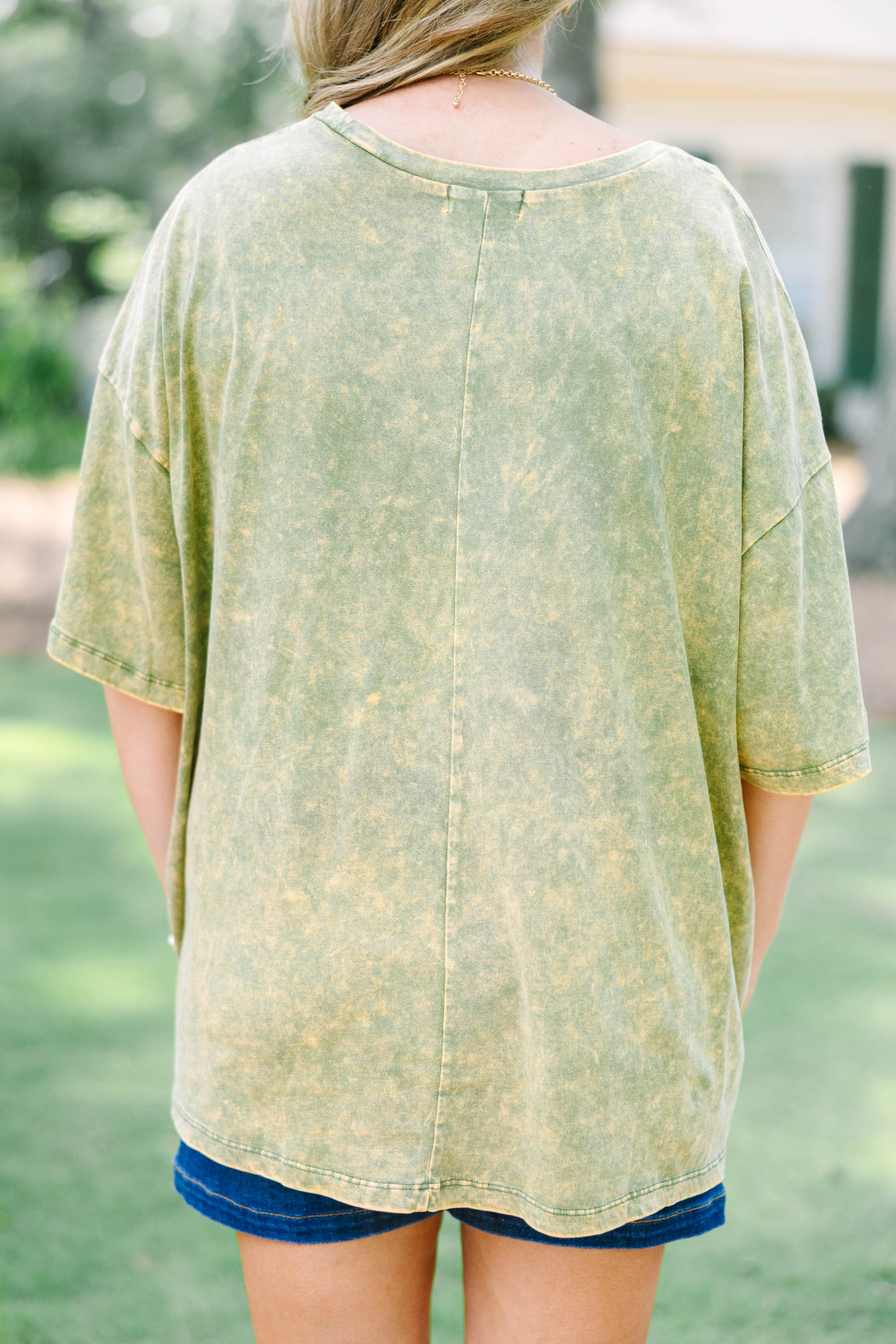 Later Gator Acid Wash Relaxed Tee, Golden Olive