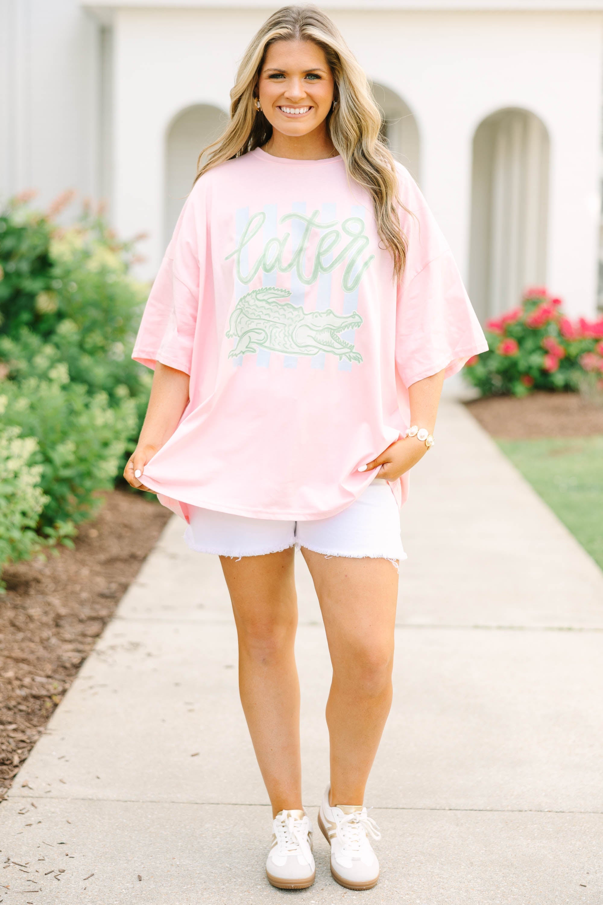 Later Gator Boyfriend Tee, Dusty Pink