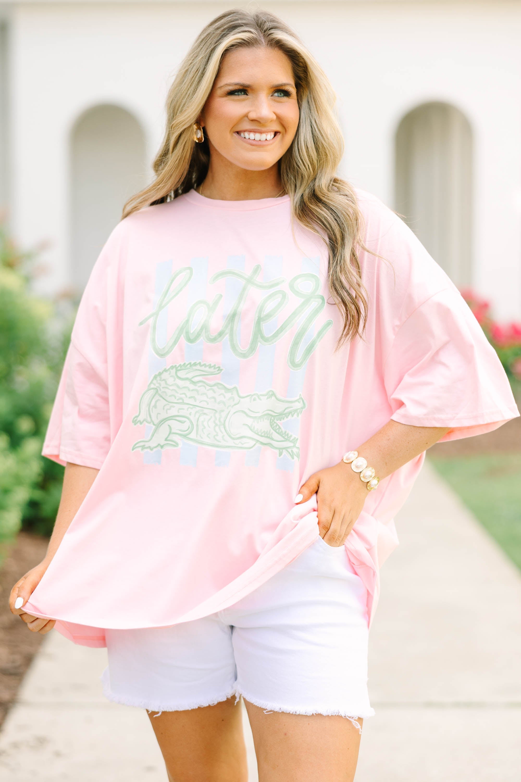 Later Gator Boyfriend Tee, Dusty Pink
