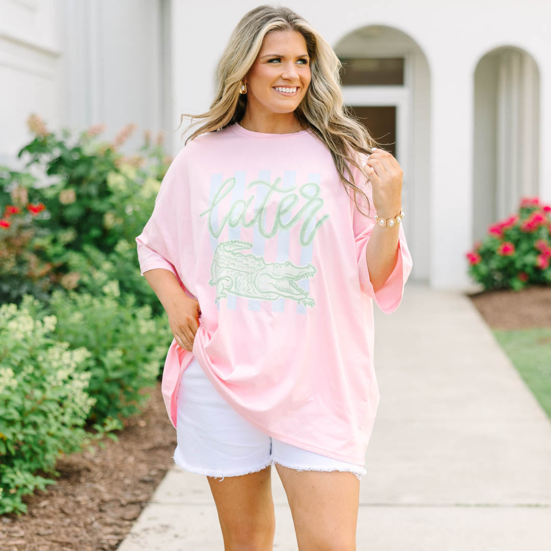 Later Gator Boyfriend Tee, Dusty Pink