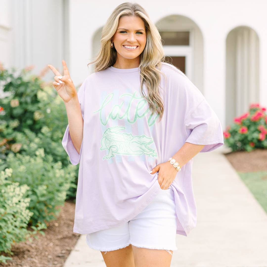 Later Gator Boyfriend Tee, Lilac