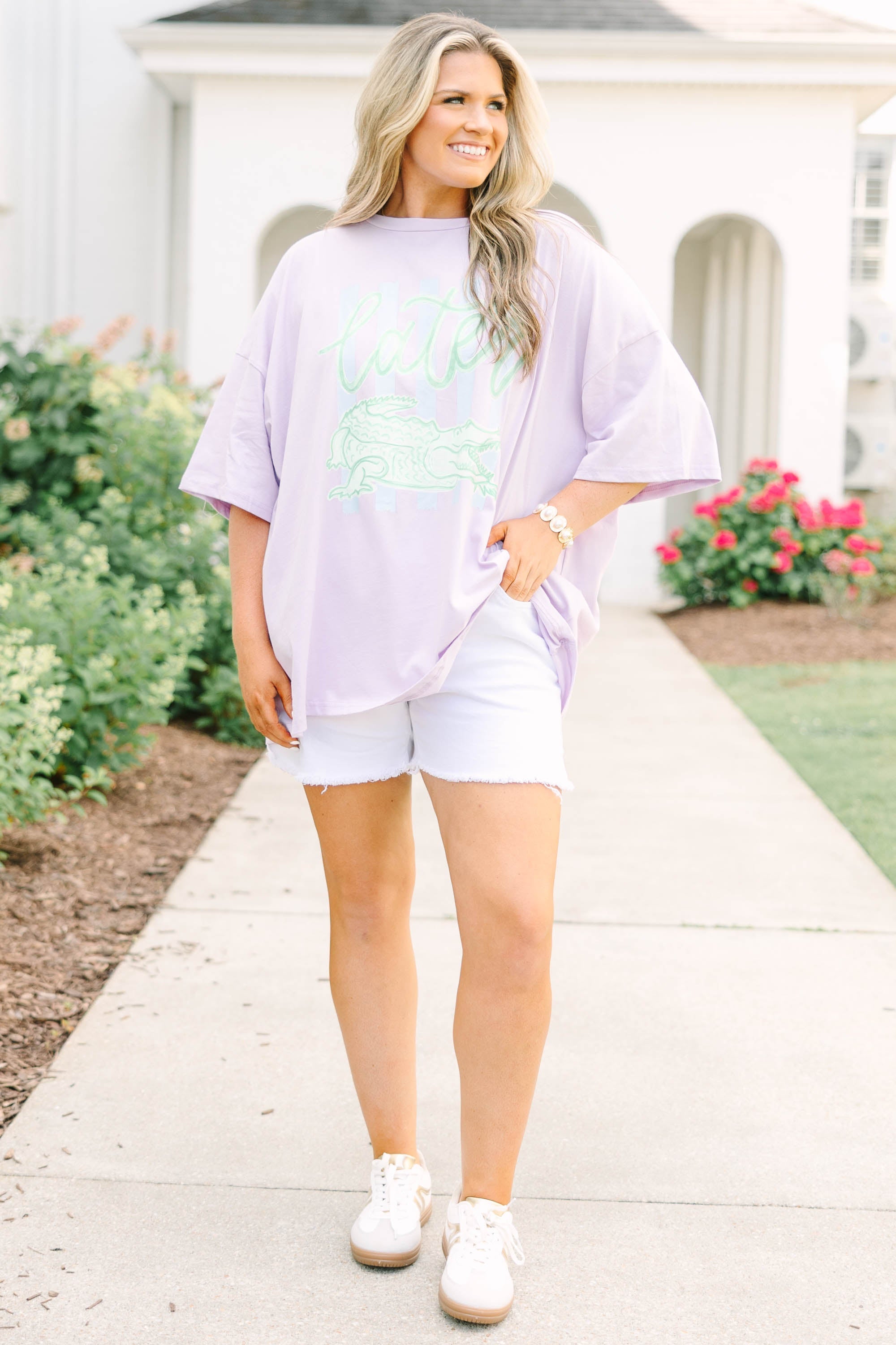 Later Gator Boyfriend Tee, Lilac