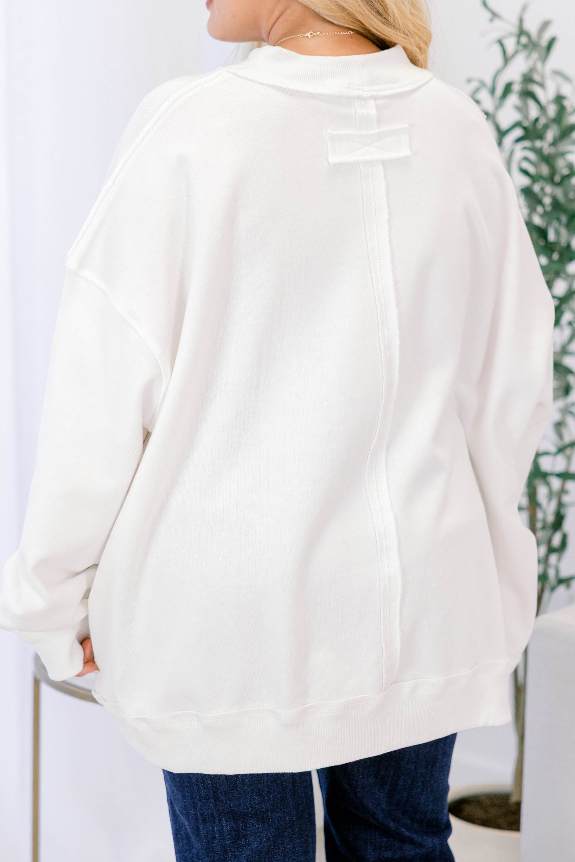 Leopard Girl Mock Neck Pullover, Ivory
