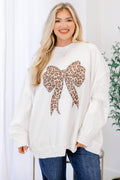 Leopard Girl Mock Neck Pullover, Ivory