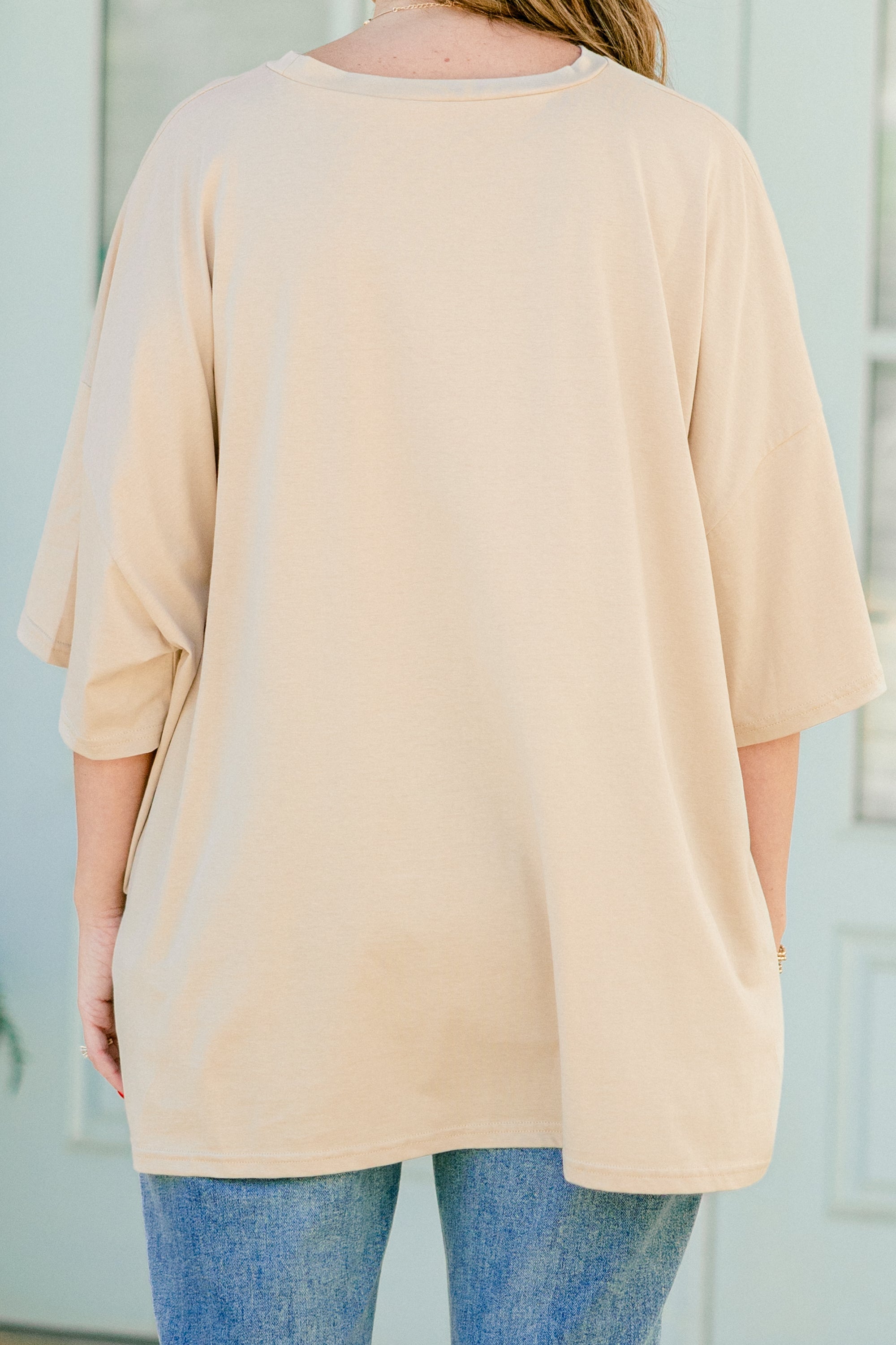 Leopard Mom Boyfriend Tee, Light Mocha