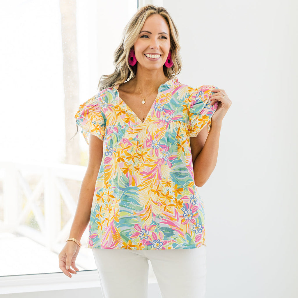 Let's Go On A Walk Top, Yellow