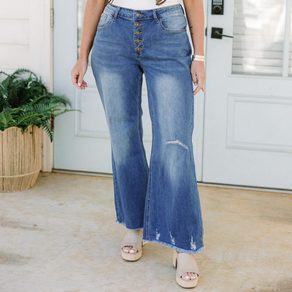 Let It All Go Bootcut Jeans, Medium Wash