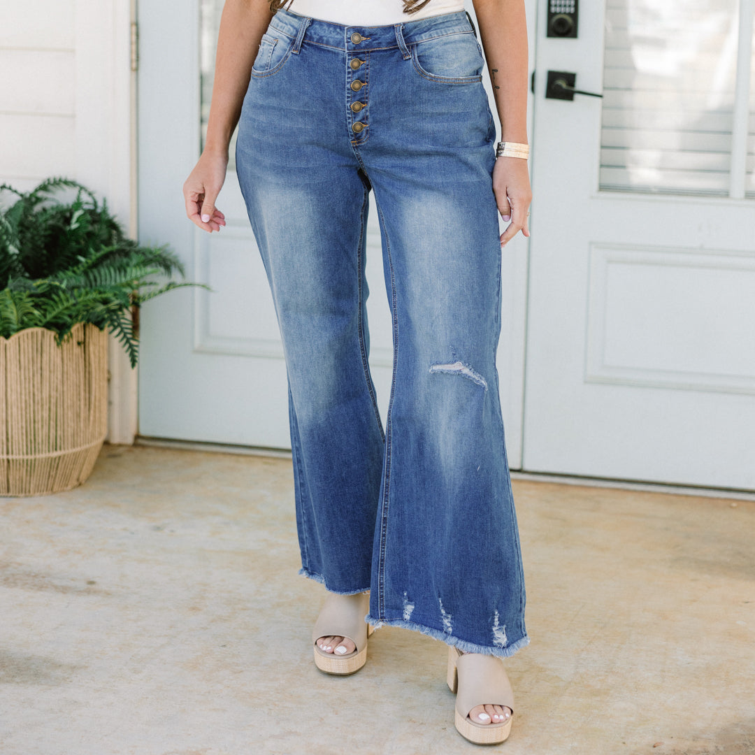 Let It All Go Bootcut Jeans, Medium Wash