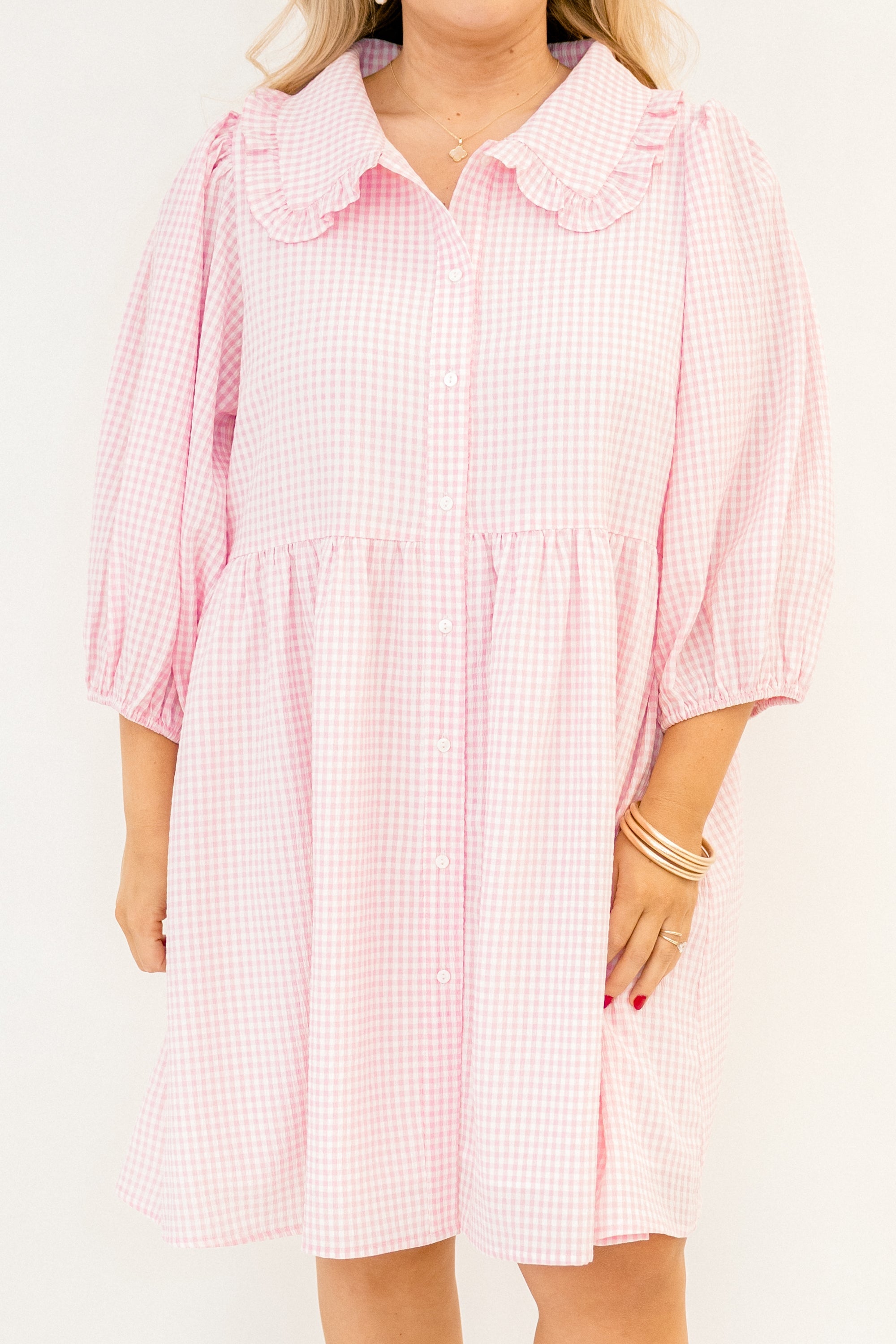 Let It Be Easy Dress, Pink Gingham