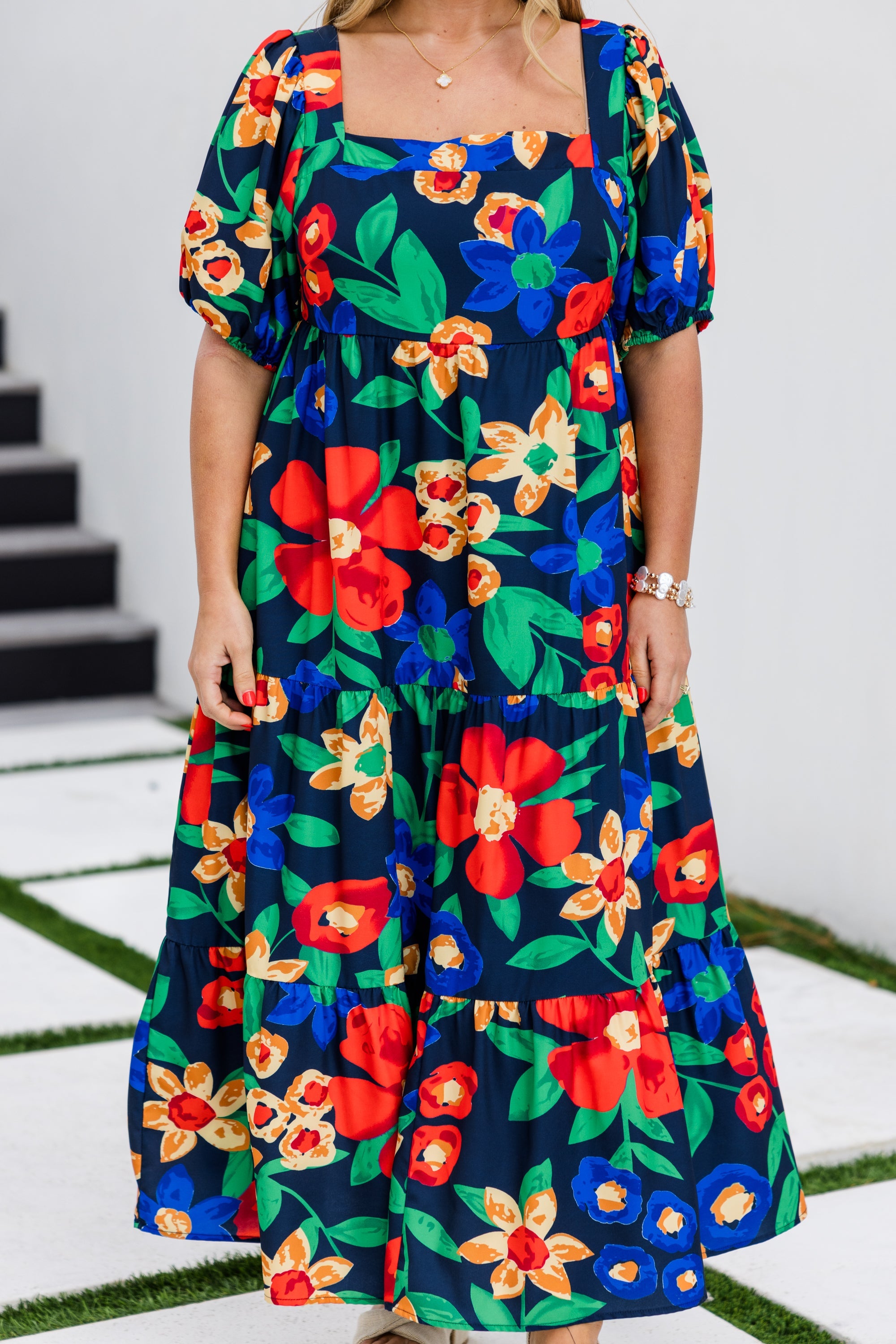 Let's Get Away Dress, Navy Floral