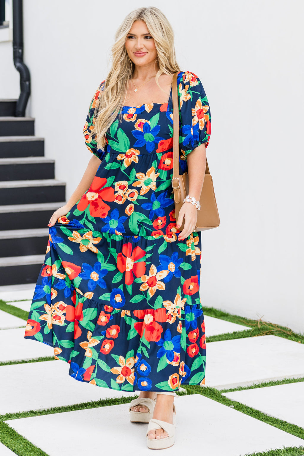 Let's Get Away Dress, Navy Floral