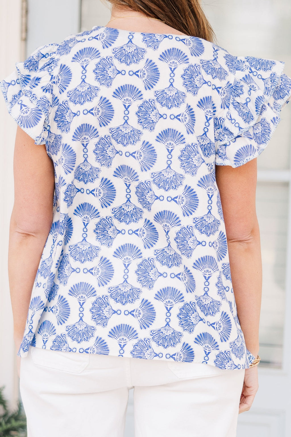 Let's Go On A Walk Top, Blue-Ivory