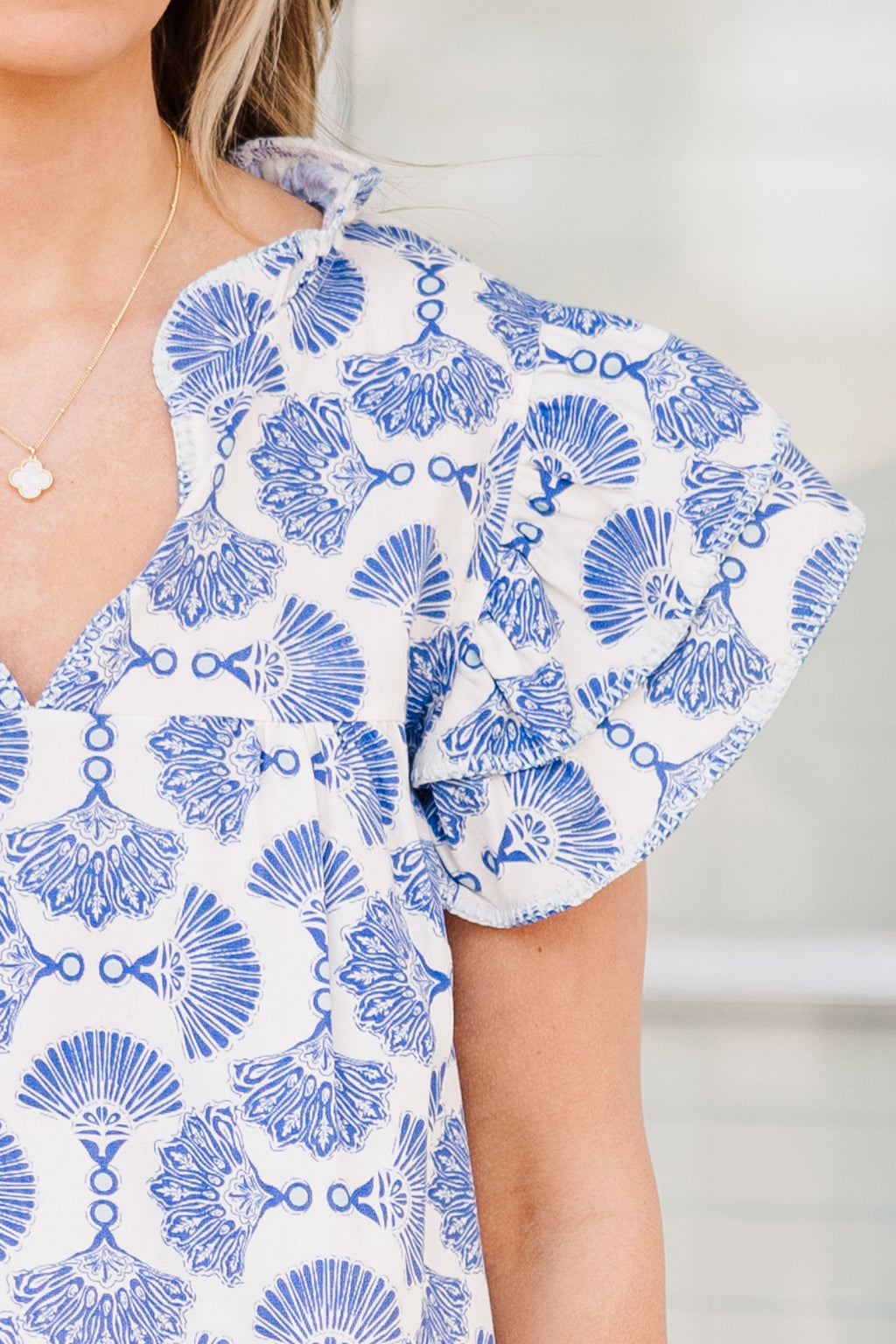 Let's Go On A Walk Top, Blue-Ivory