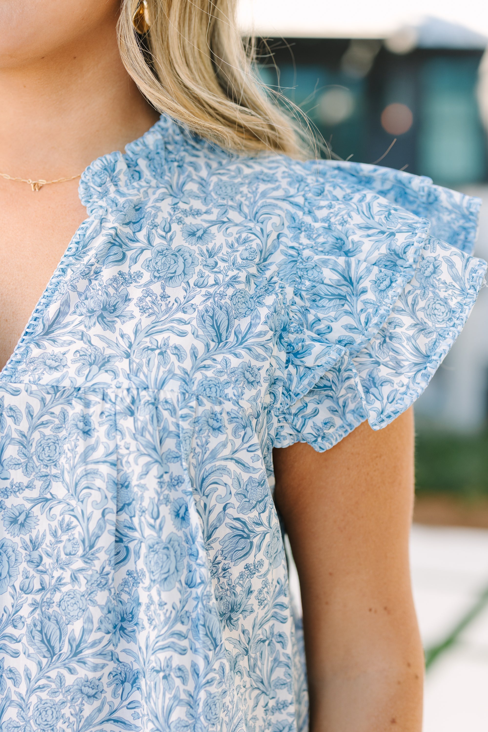 Let's Go On A Walk Top, Light Blue