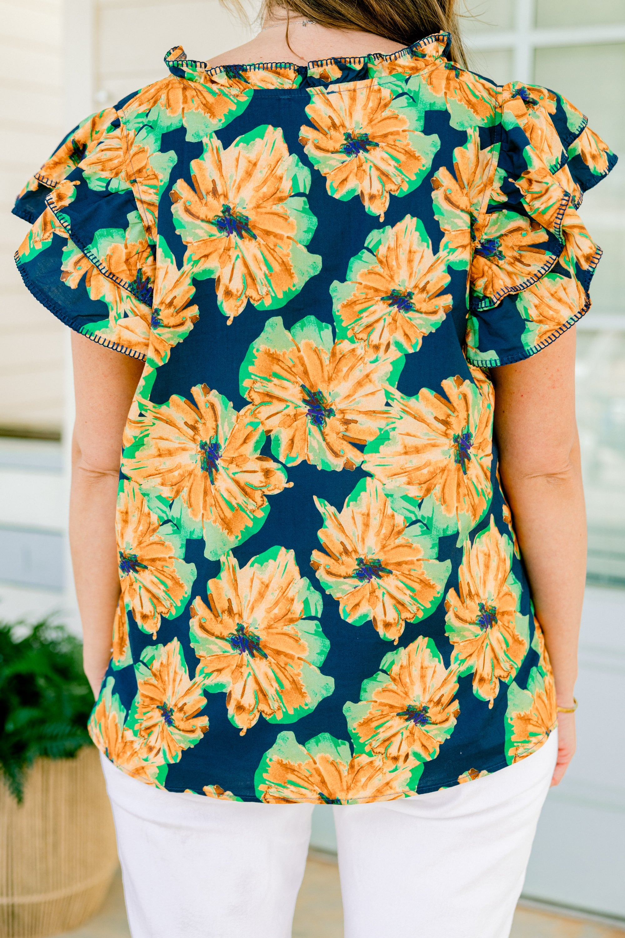 Let's Go On A Walk Top, Navy-Orange