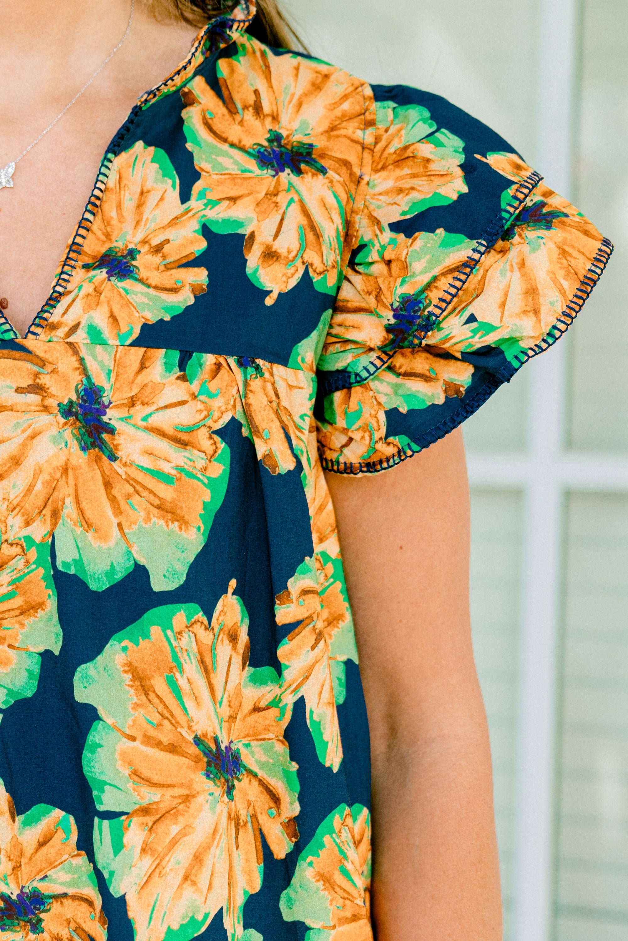 Let's Go On A Walk Top, Navy-Orange