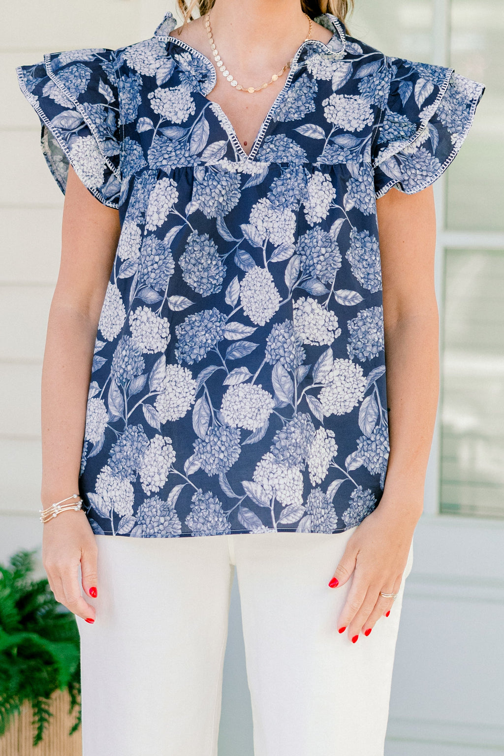Let's Go On A Walk Top, Navy-White