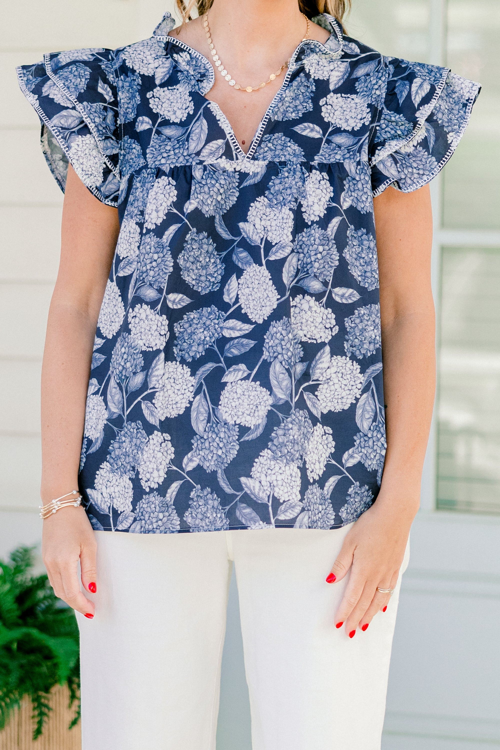 Let's Go On A Walk Top, Navy-White
