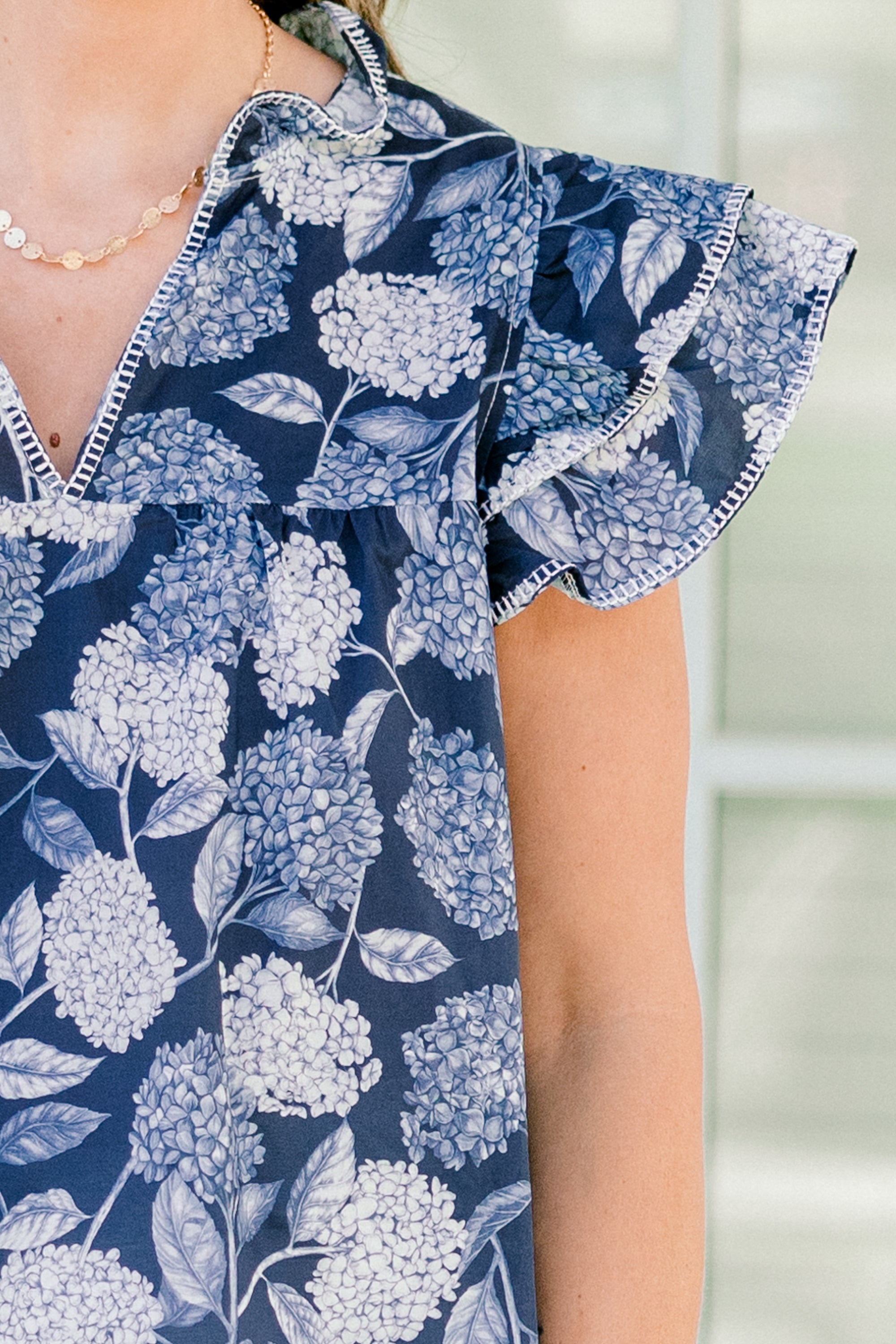 Let's Go On A Walk Top, Navy-White