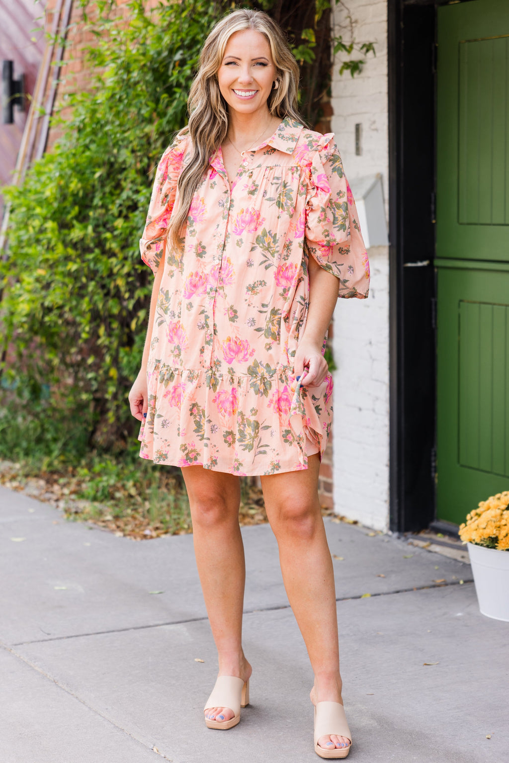 Let's Go Out Tonight Dress, Peach