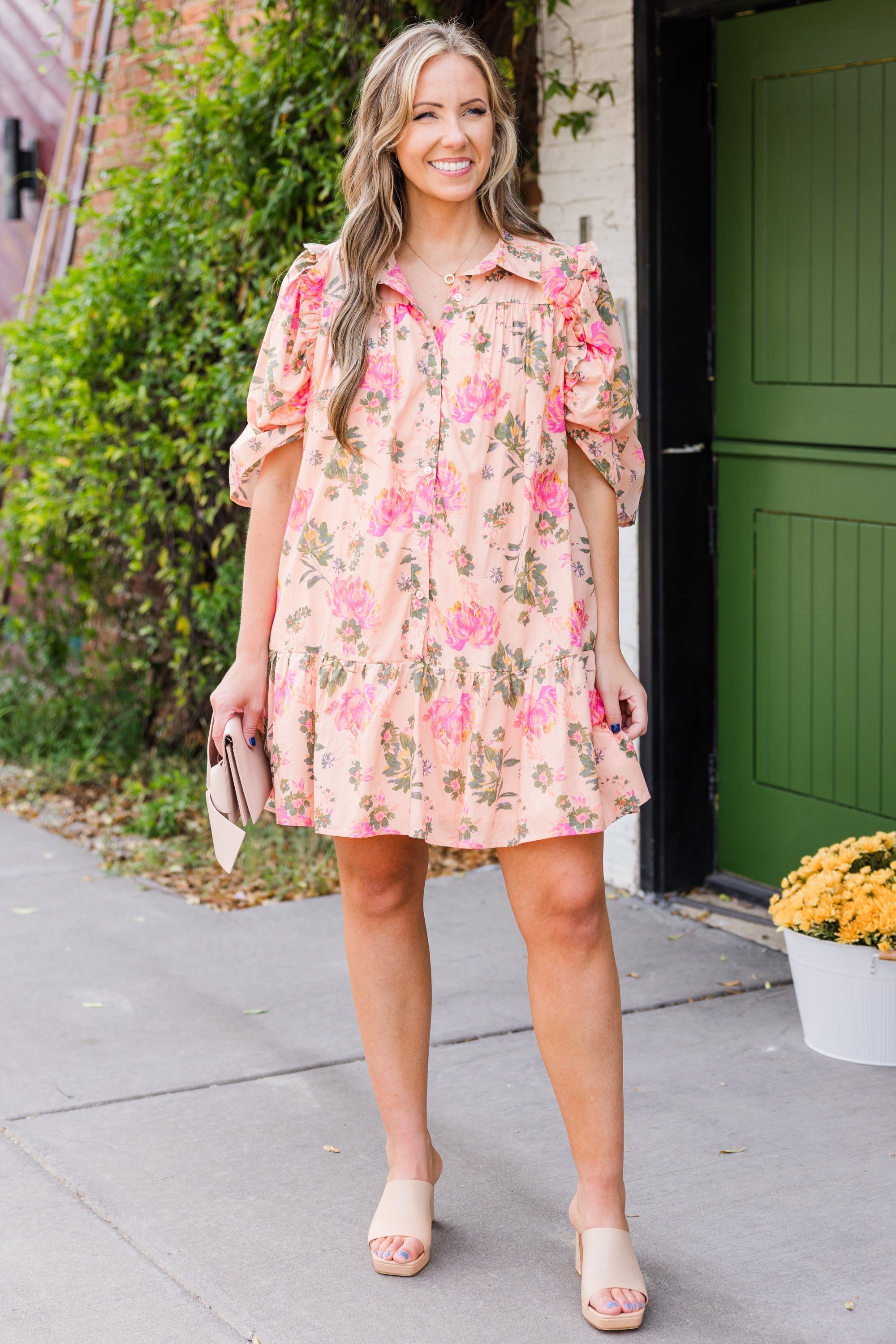Let's Go Out Tonight Dress, Peach