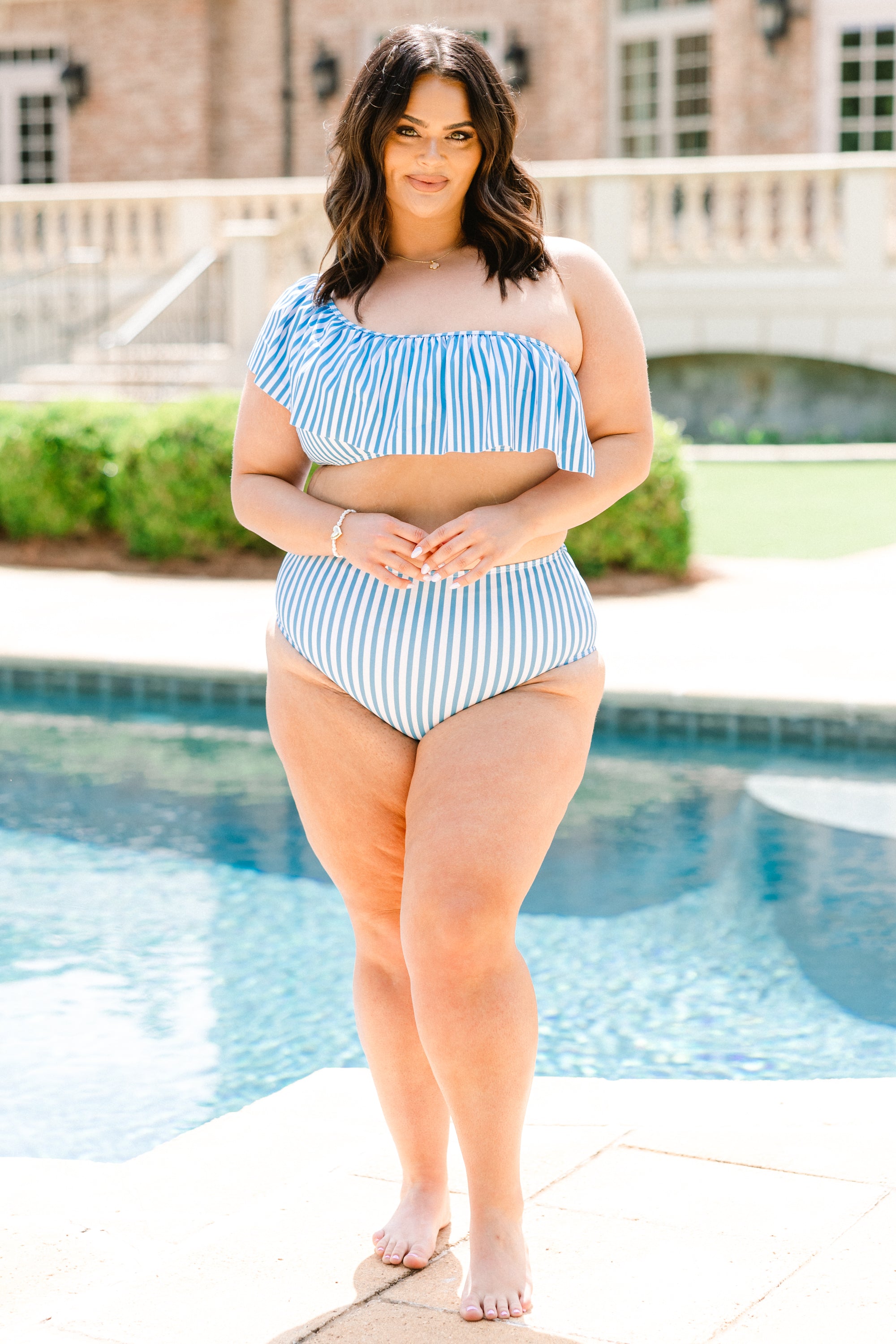 Let's Go Watch The Sunset Swim Top, Blue