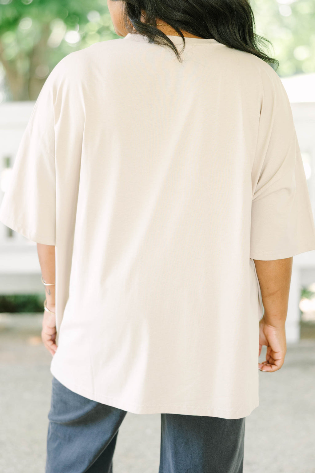 Let's Have a Good Day Boyfriend Tee, Light Mocha