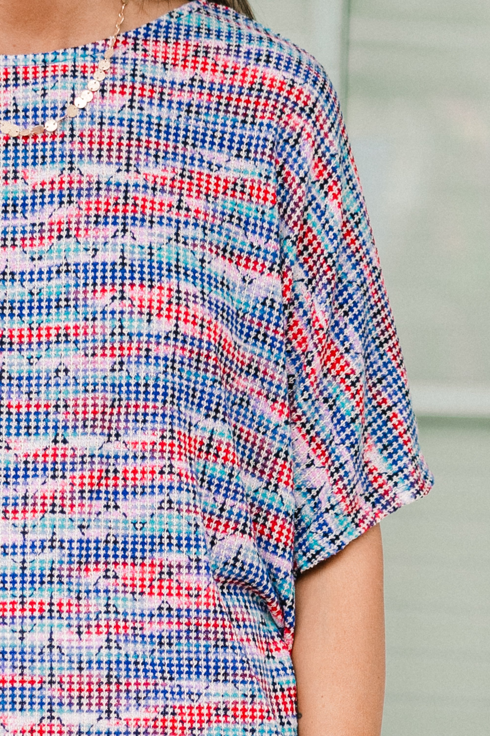 Let's Talk About It Top, Blue/Red