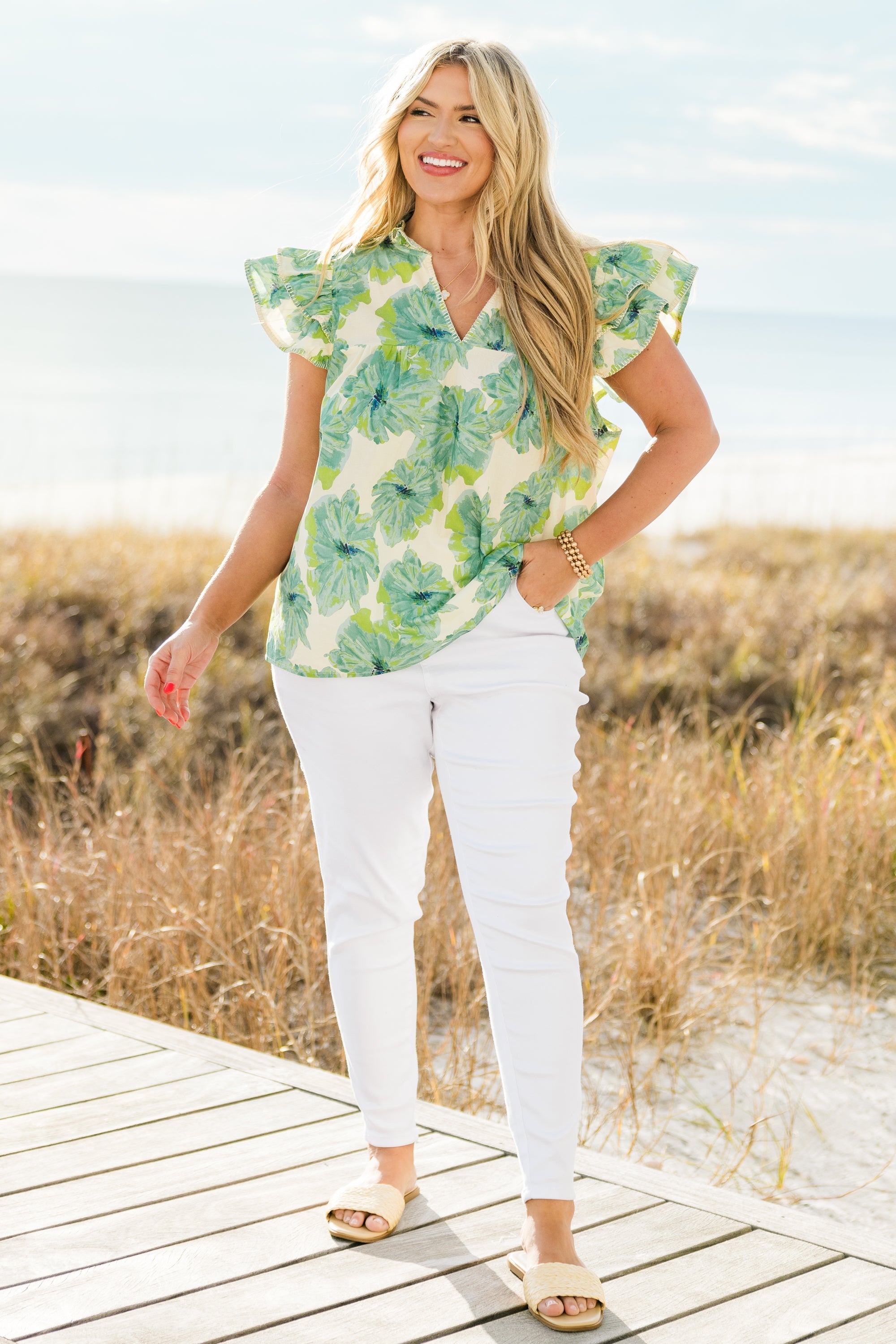 Let's Go On A Walk Top, Blue
