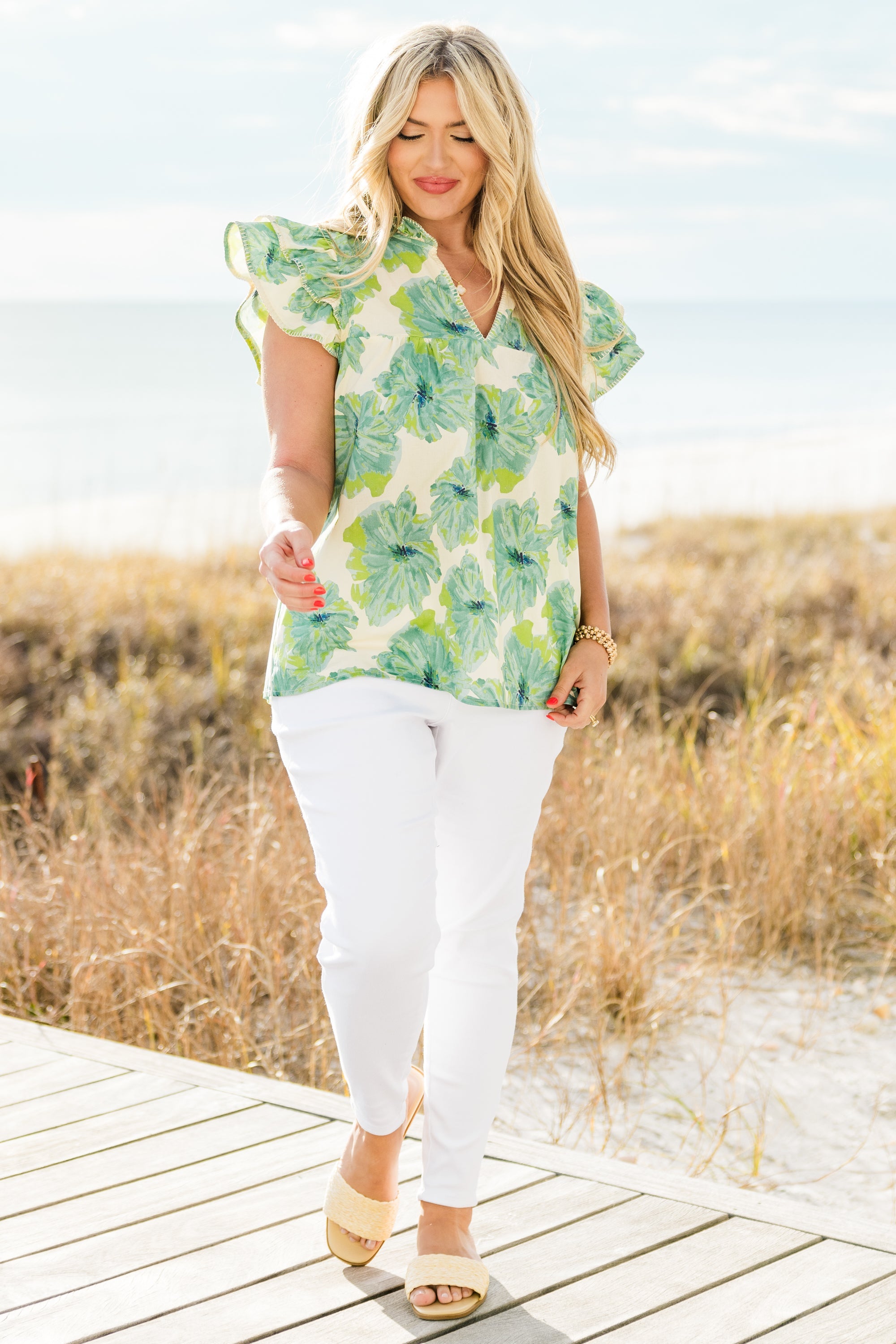 Let's Go On A Walk Top, Blue