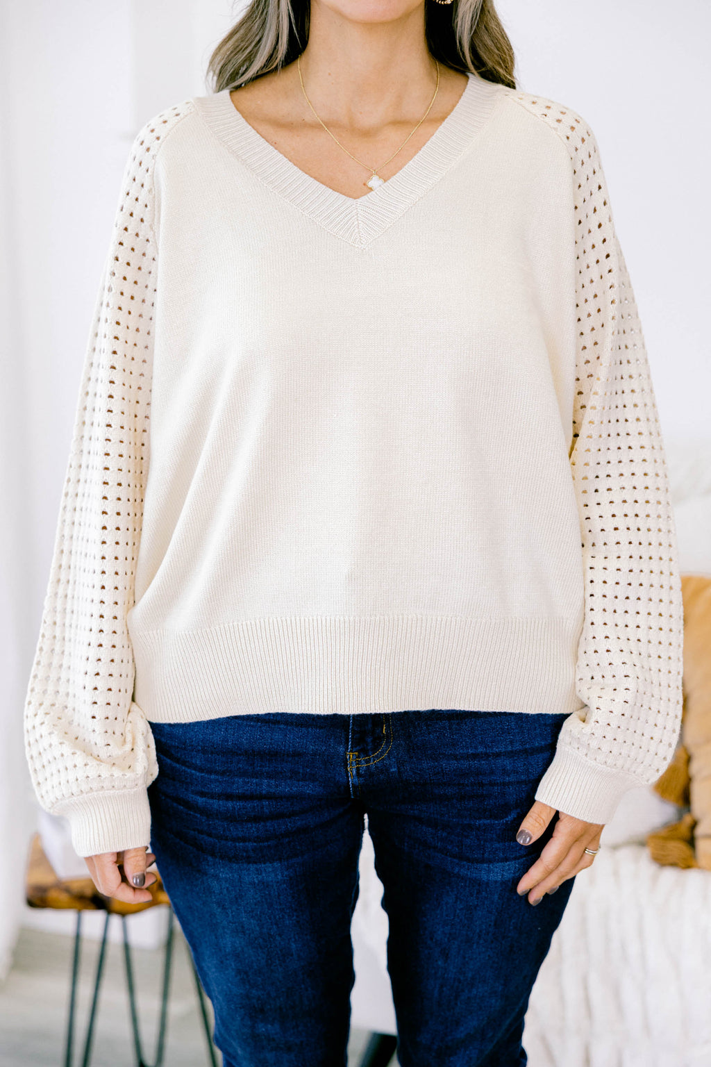 Lighten My Mood Sweater, Cream