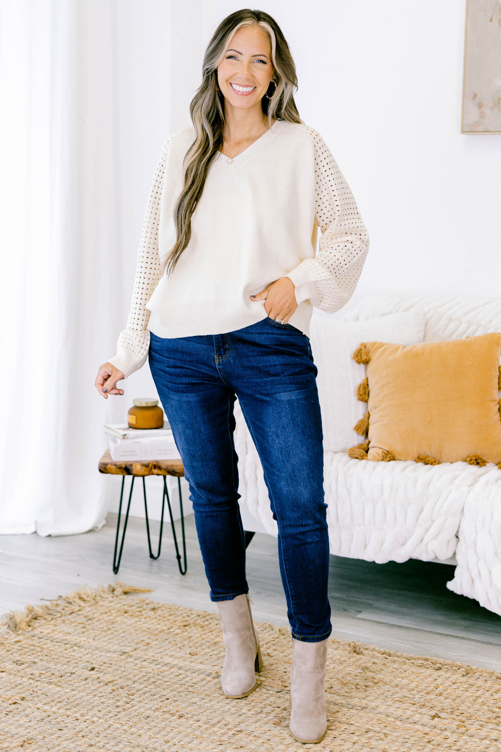 Lighten My Mood Sweater, Cream