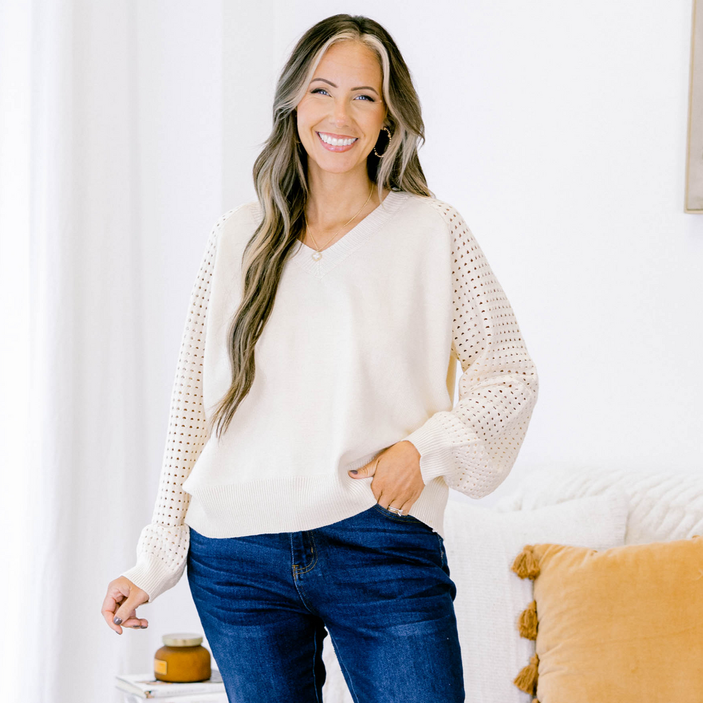 Lighten My Mood Sweater, Cream