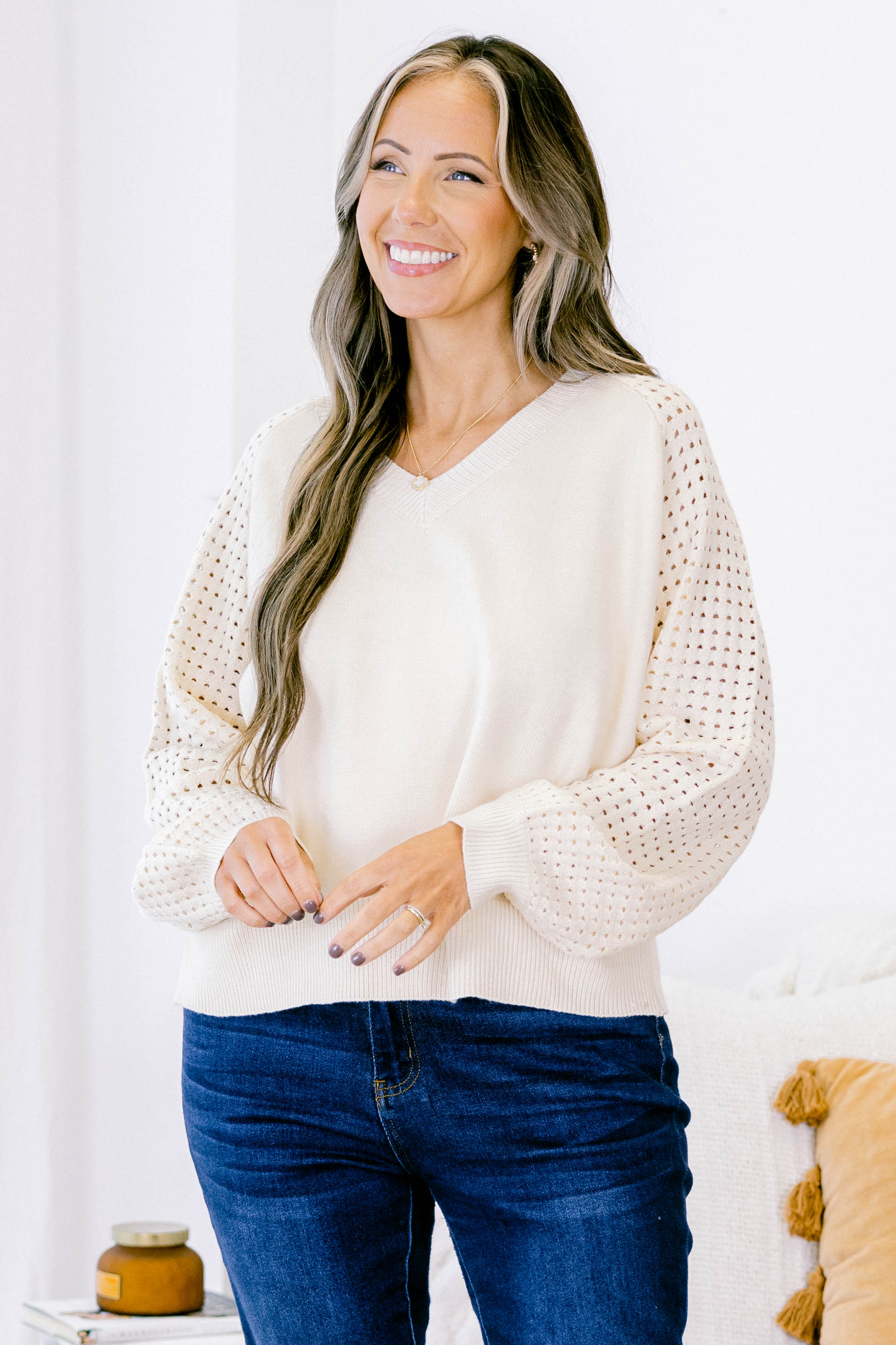 Lighten My Mood Sweater, Cream