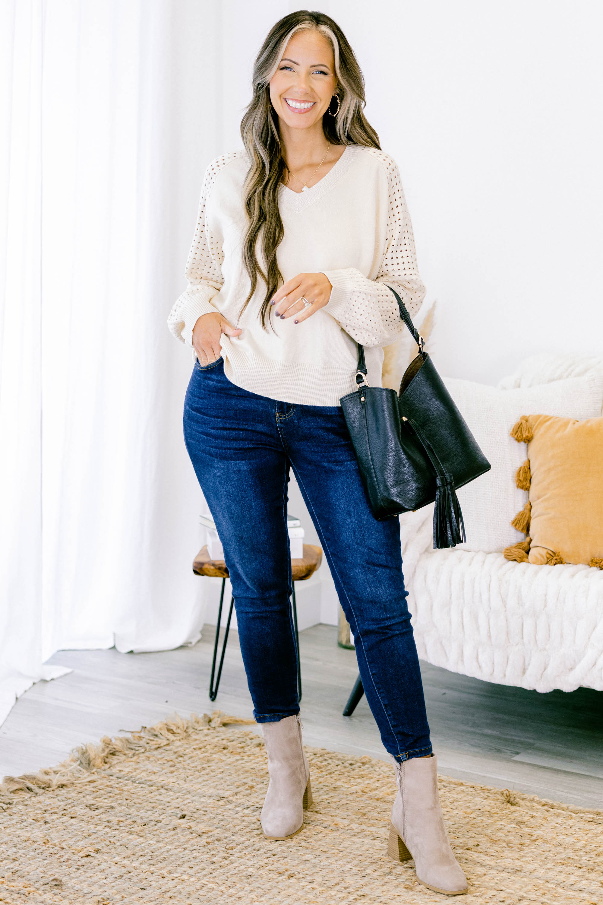 Lighten My Mood Sweater, Cream