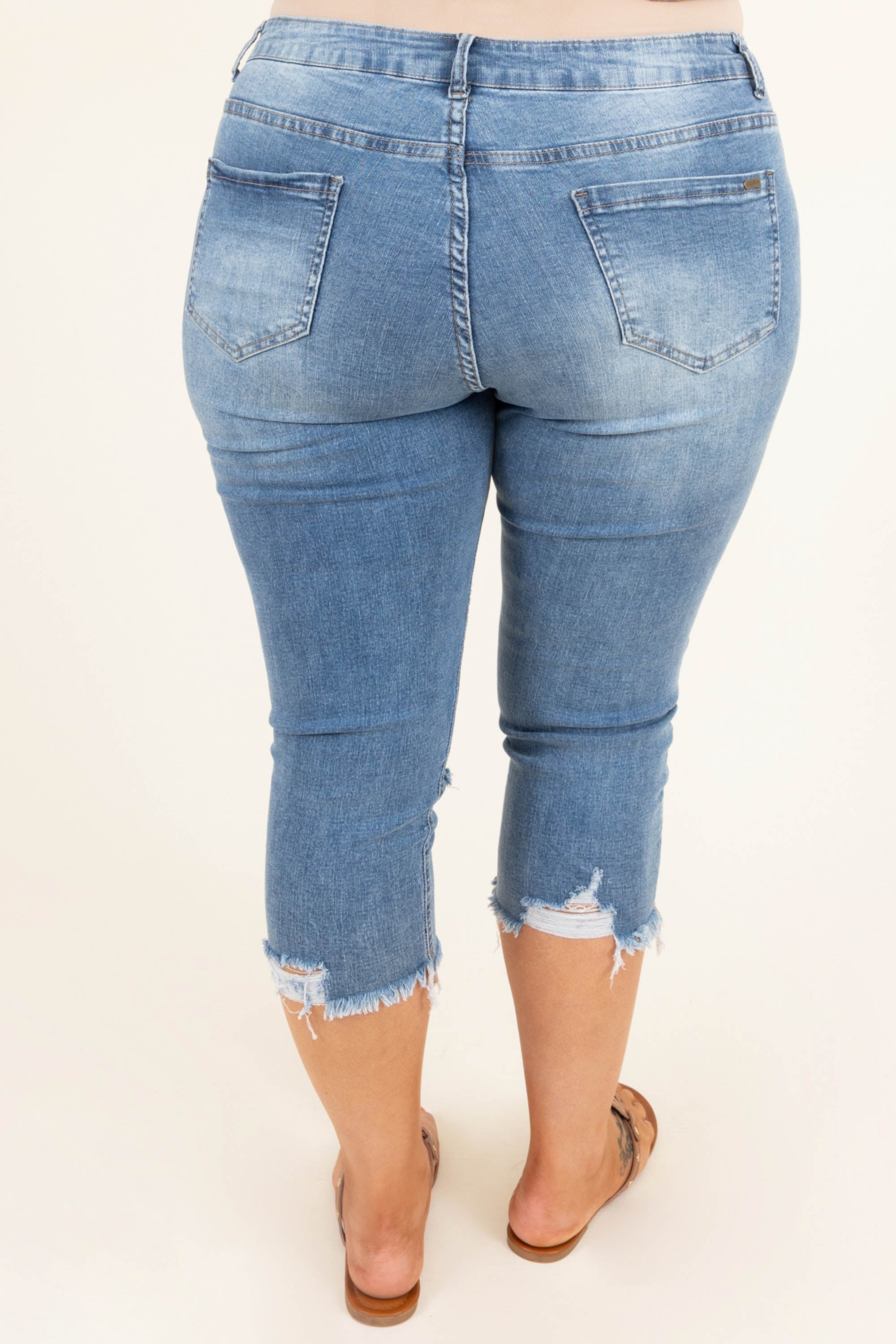 Like I Said Capris, Light Wash