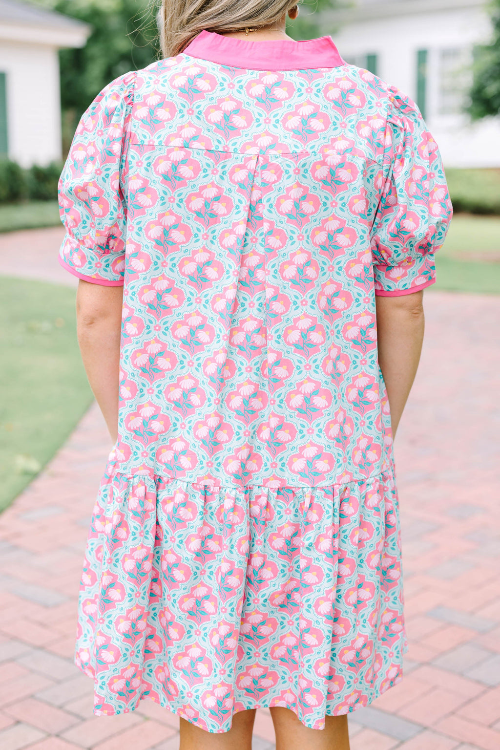 Line It Up Dress, Pink-Green