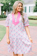 Line It Up Dress, Pink-Green