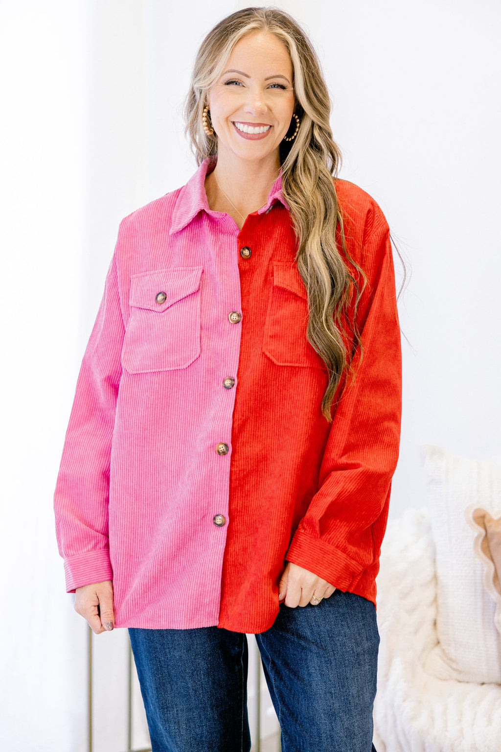 Lipstick Promises Shacket, Pink-Red