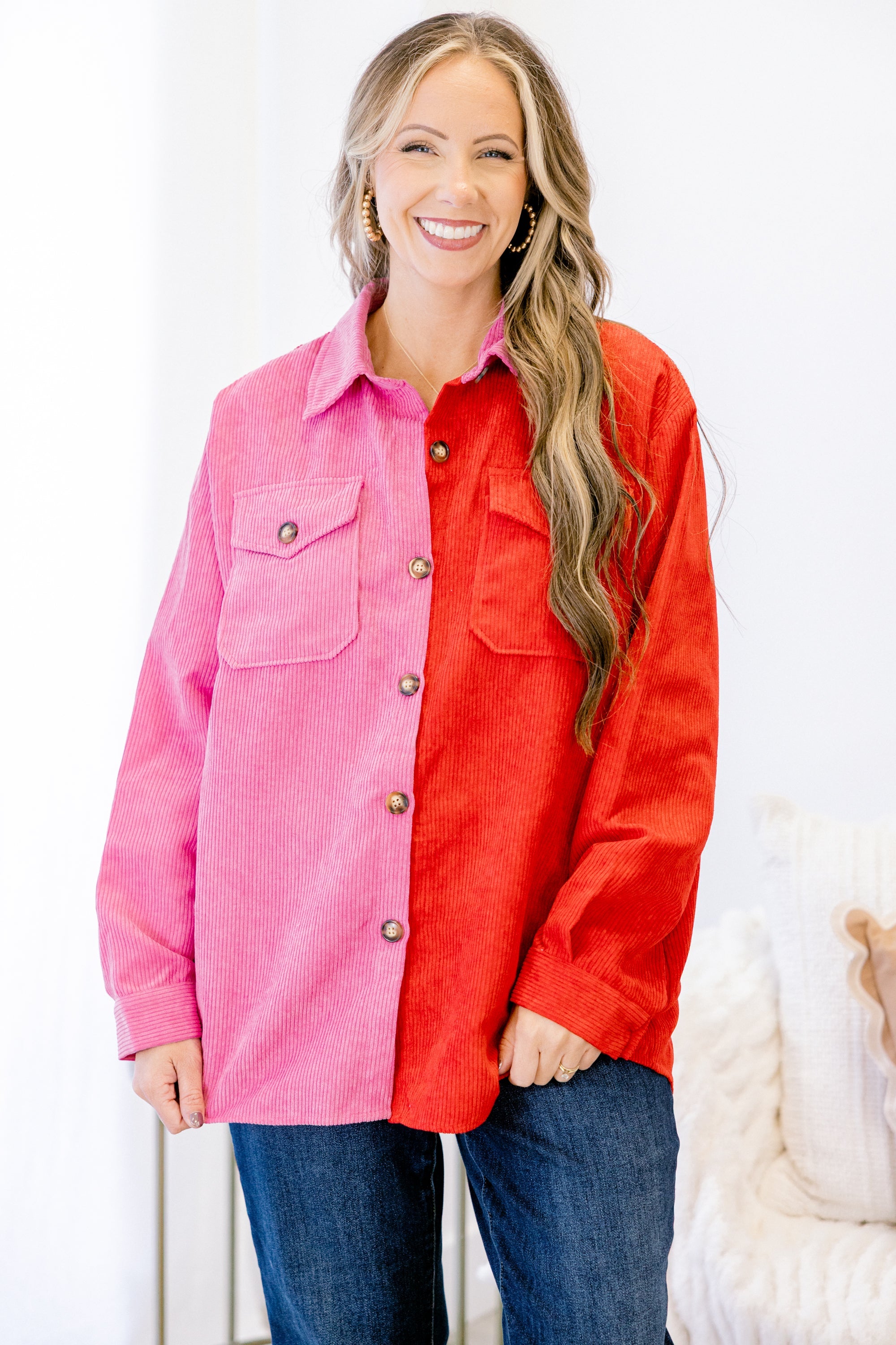 Lipstick Promises Shacket, Pink-Red