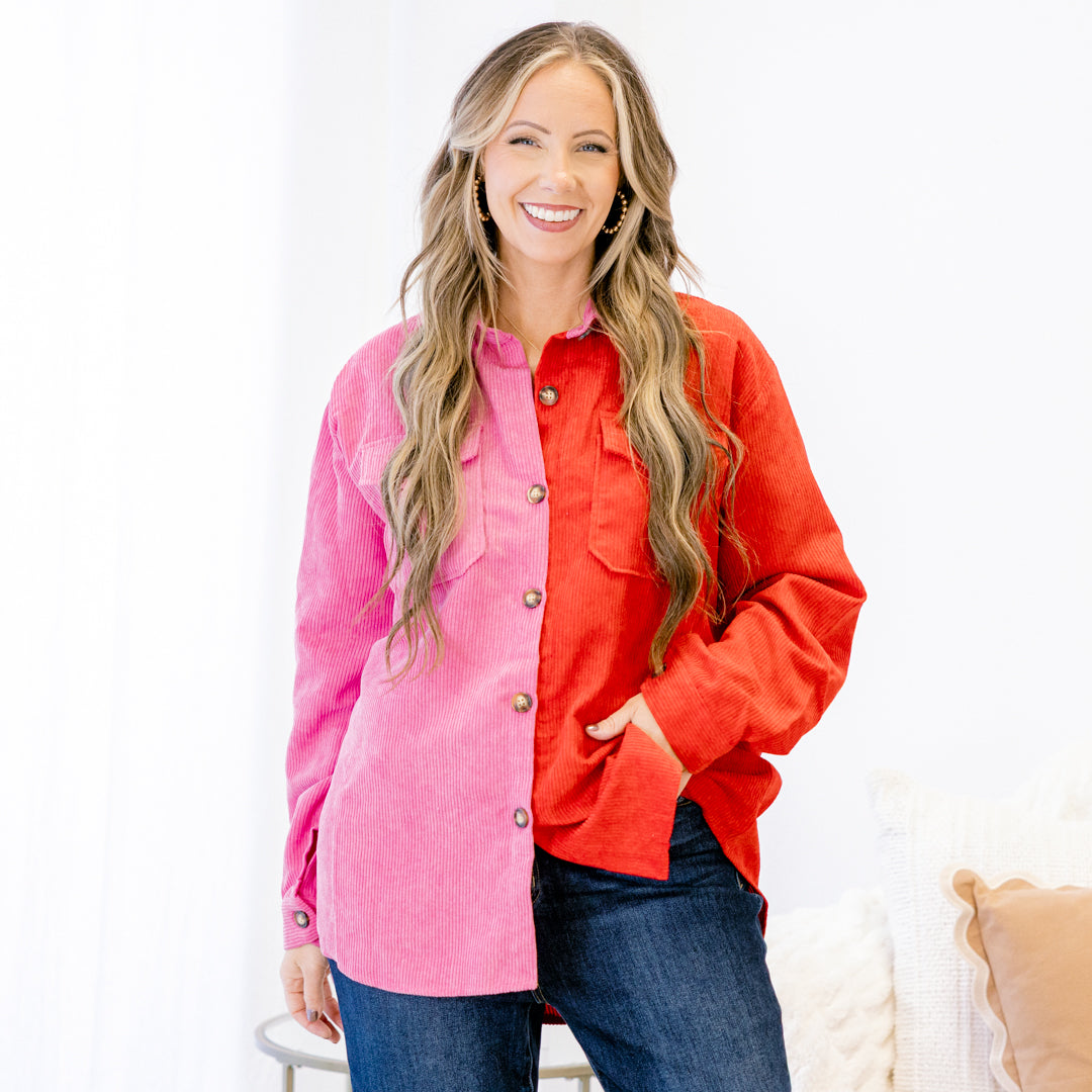 Lipstick Promises Shacket, Pink-Red