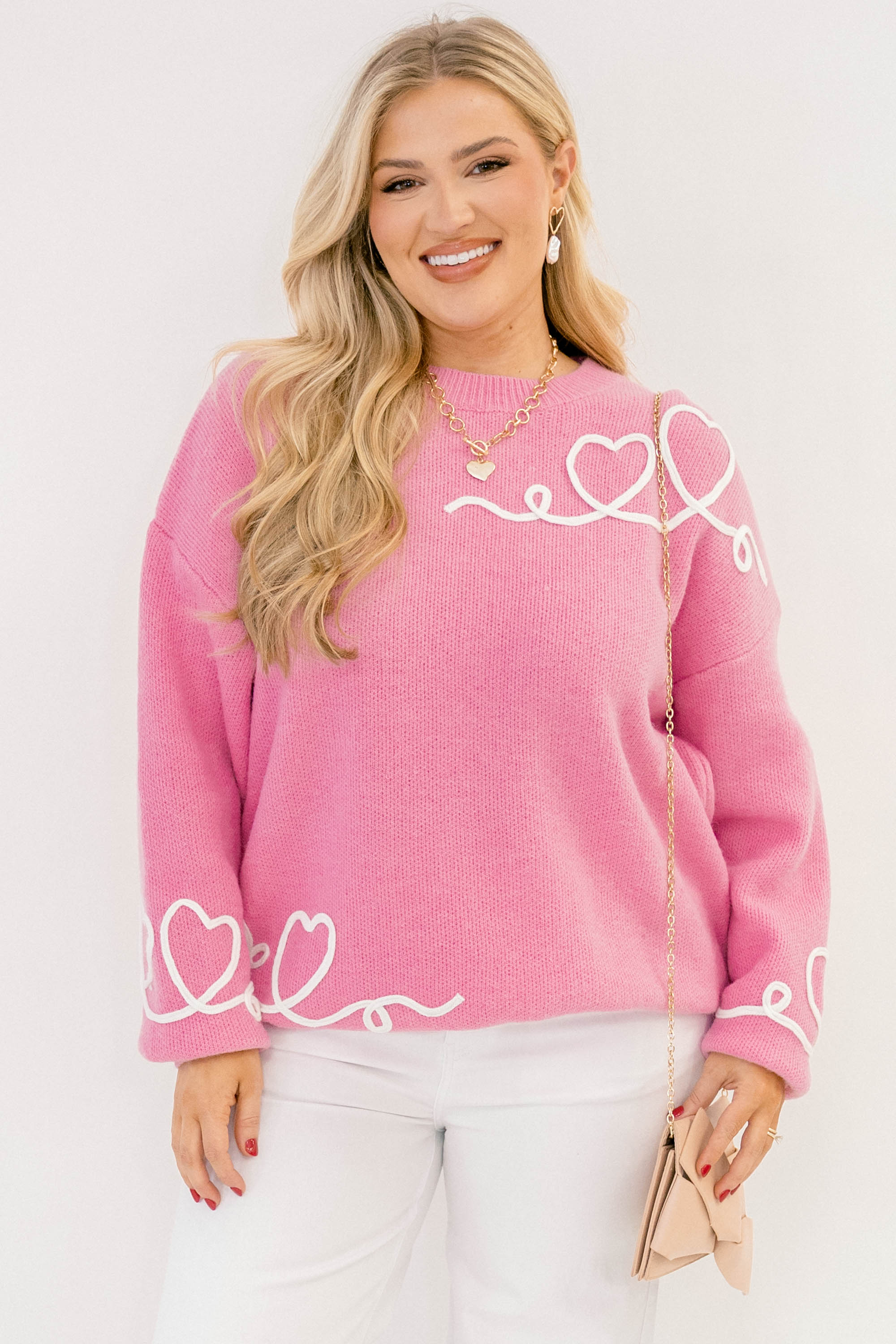 Listen To Your Heart Sweater, Pink