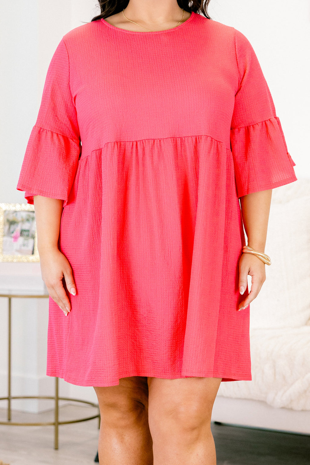 Little Miss Trendy Dress, Coral